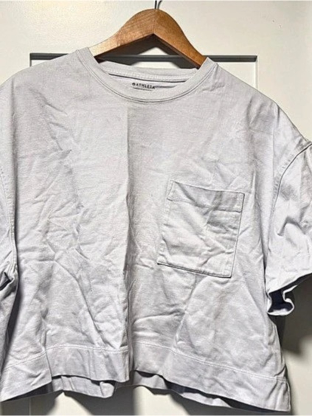 Athleta Classic Crop Pocket Tee - Light Blue-Gray